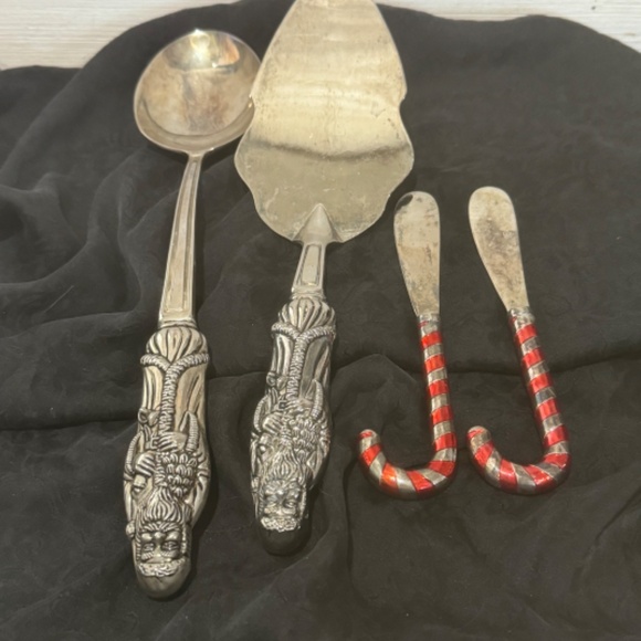 Godinger Silver Art Co LTD Pie/Cake Server And Knife Christmas Set 4 - Picture 1 of 10